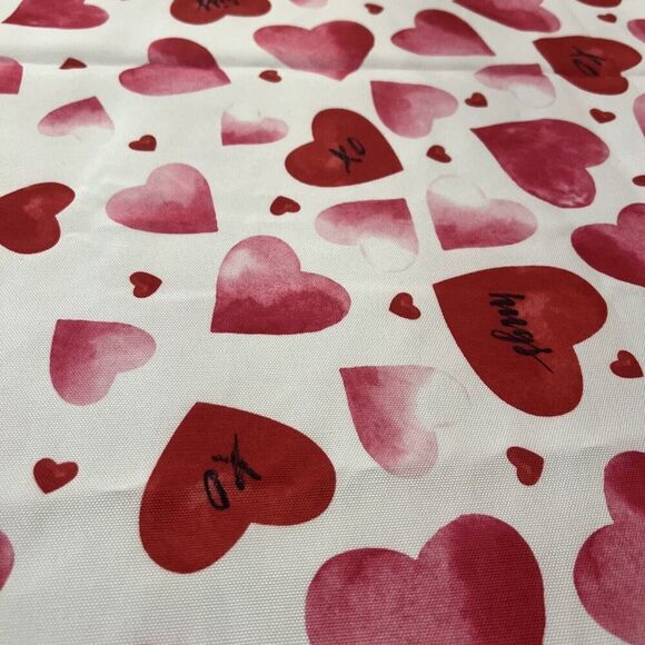 Valentine Hearts Red & Pink Scripted Large Tablecloth 120”x60” - Picture 2 of 4